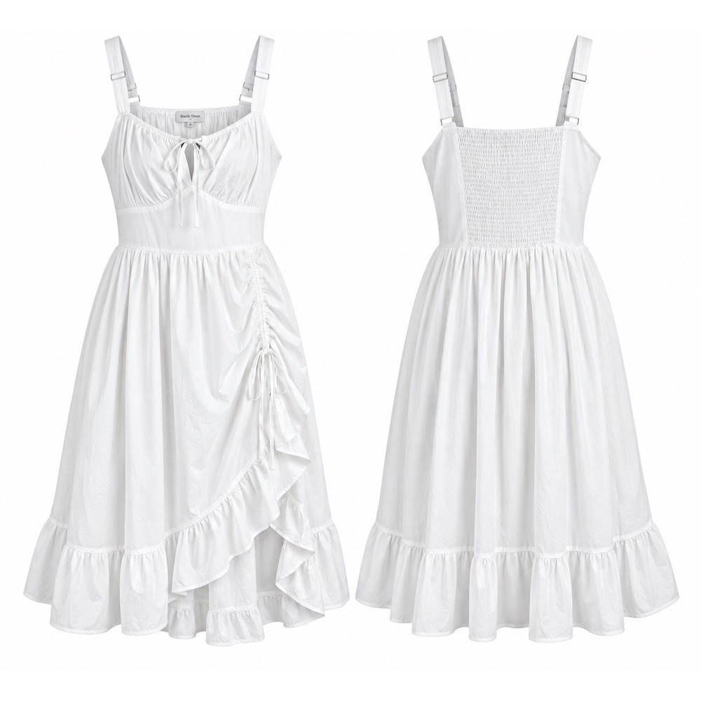Scarlet Darkness Womens Dress L Polyester White Cottagecore Gothic Victorian
